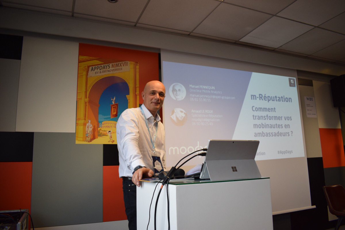 ArnaudLeRoux's tweet photo. Très heureux d'avoir pu co-animer ce #workshop avec @ManuelPENNEQUIN sur la #mreputation aux #AppDays ! Merci à nos deux invités @Audrey_Chatel & @thierry_pires d'avoir répondu avec brio à mes questions ! #mobilite #Appdays2017 https://t.co/fqx8RLhZ7k