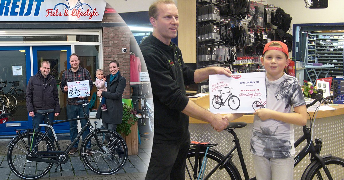 Gewonnen, besteld en perfect afgesteld! Vivian en Wouter heel veel plezier met jullie splinternieuwe Batavus Dinsdag fiets! #HeltiQWinactie