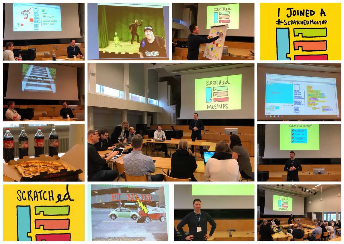 maisteri69's tweet photo. ScratchED Meetup - Scratch-ohjelmointi opetuksessa ja oppimisessa työpajassa pizza, donitsit ja ohjelmointi muodostivat maukkaan kokonaisuuden. #ipedailo @ipedailo https://t.co/SNLMFBs3FD