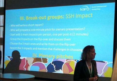 NWO_SSH's tweet image. Vraaggesprekken, brainstorms en uitkomsten in de sessie societal impact pathway for SSH research. #synergy17