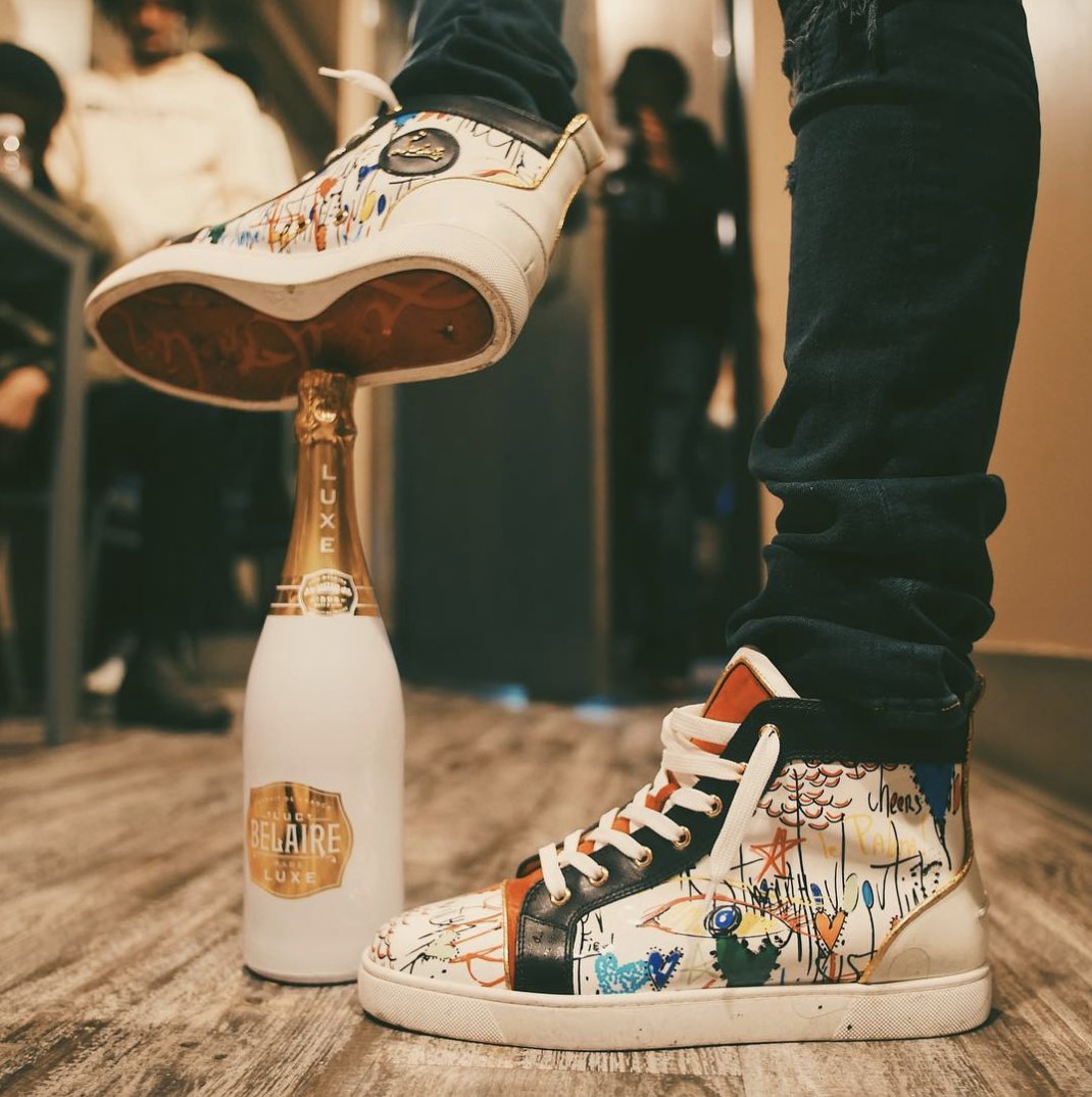 ABOOGIEWITDAHOODIE on Twitter: "Mike Amiri Billy Jeans Red Bottoms on the  stage I F*** it up @officialbelaire #Selfmade https://t.co/PsDbPUXBm0" /  Twitter