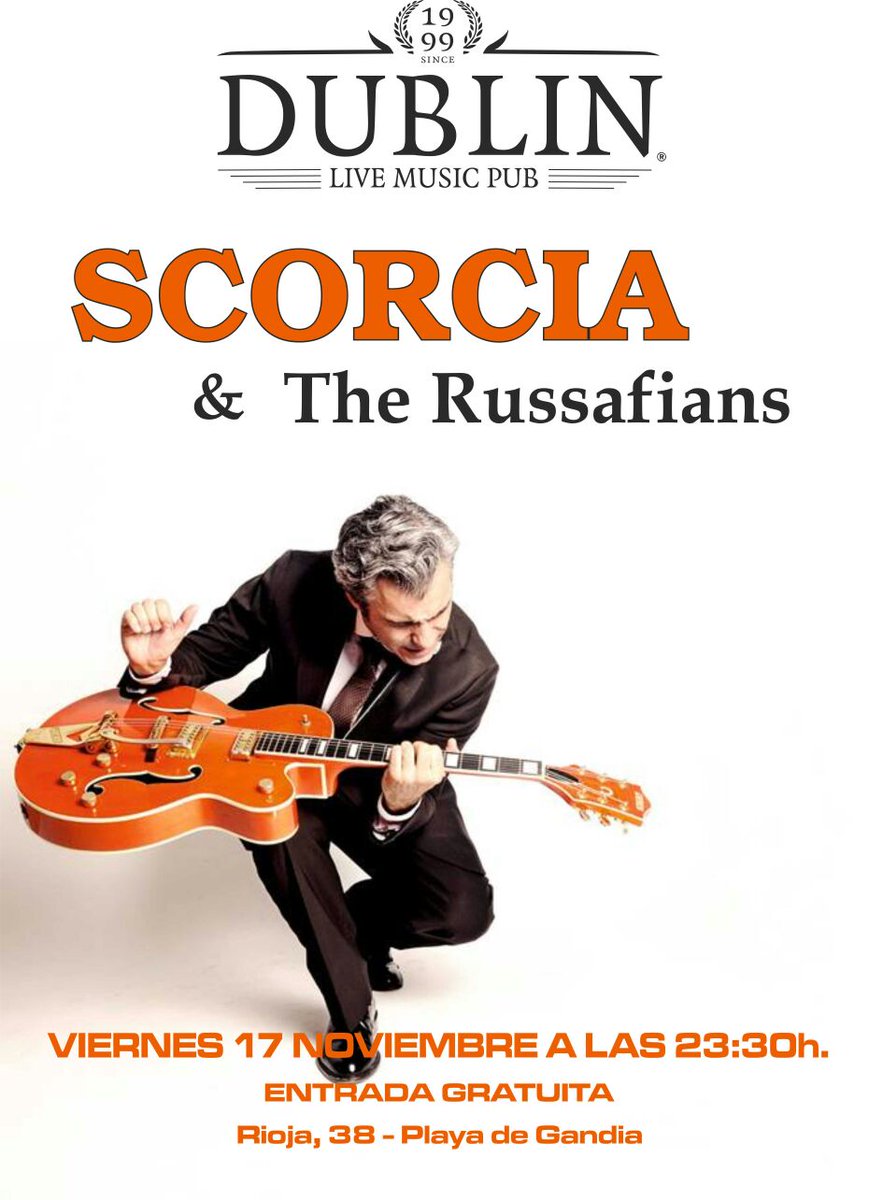 catclub_vlc's tweet photo. SCORCIA &amp; The Russafians mañana viernes 17 en DUBLÍN, Gandia https://t.co/QeyQUmRWRc