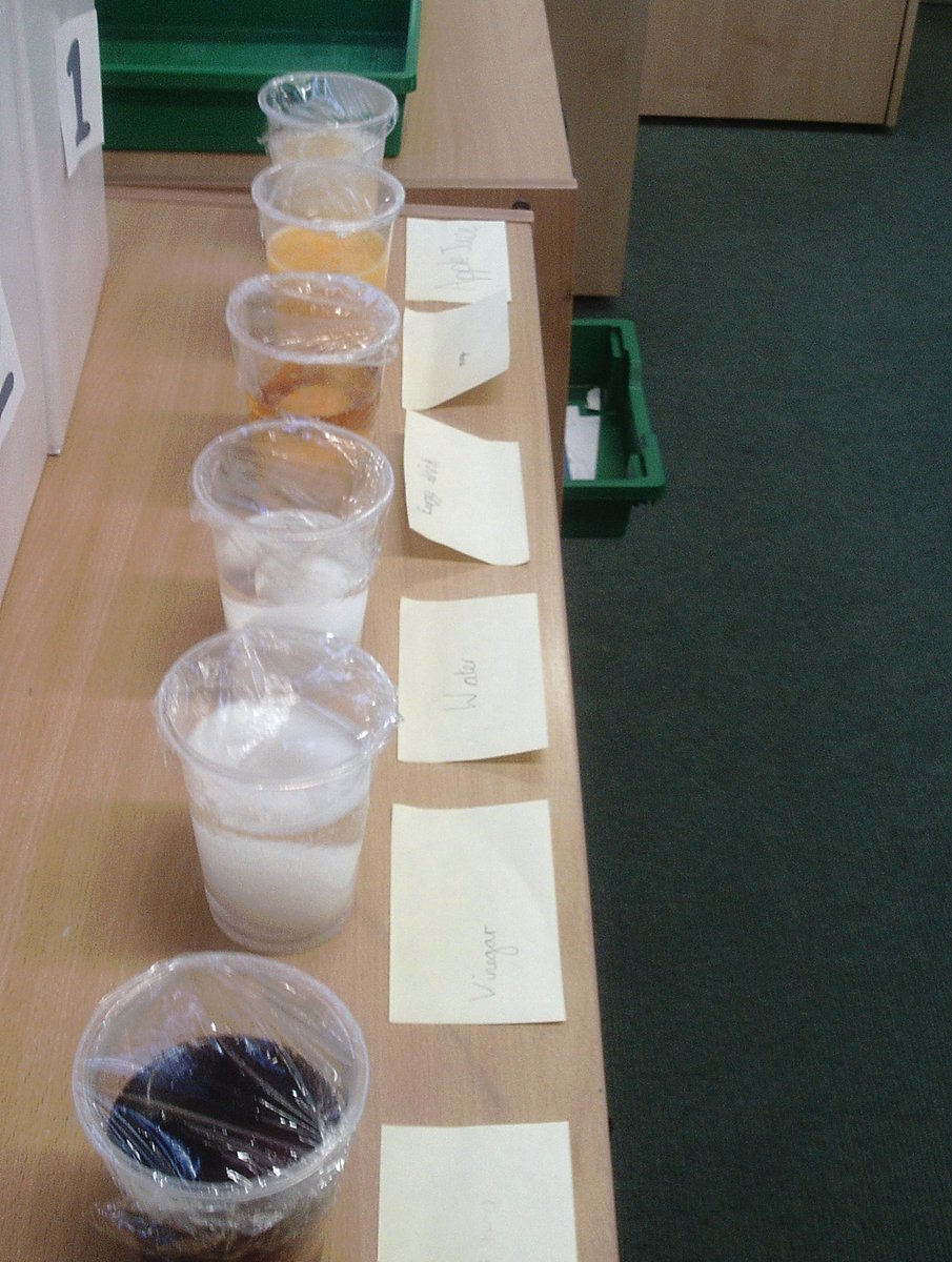 ClaveringTS27's tweet photo. #Y4JB This week in Science, we conducted an 'eggs'-periment to look at
the impact of sugar on our teeth. We left hard boiled eggs in different drinks to see what would happen. https://t.co/zk6otW5ONv