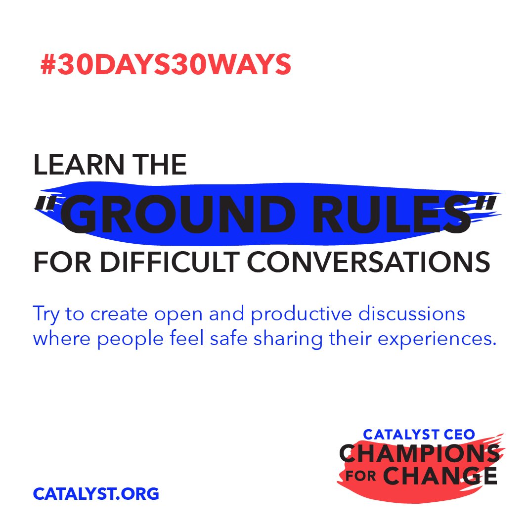 Here are some fundamental ground rules for having conversations at work so that everyone feels respected &amp; valued. ow.ly/d9JD30gCCwu #30Days30Ways #CatalystForChange
