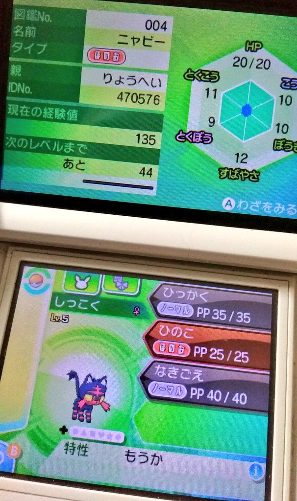 黒猫使いの鈴木 主人公 りょうへい のニャビー 名前は しっこく おだやかな性格 体が丈夫 さっそく ポケリフレで撫で回したりおやつをあげよう ポケリフレ