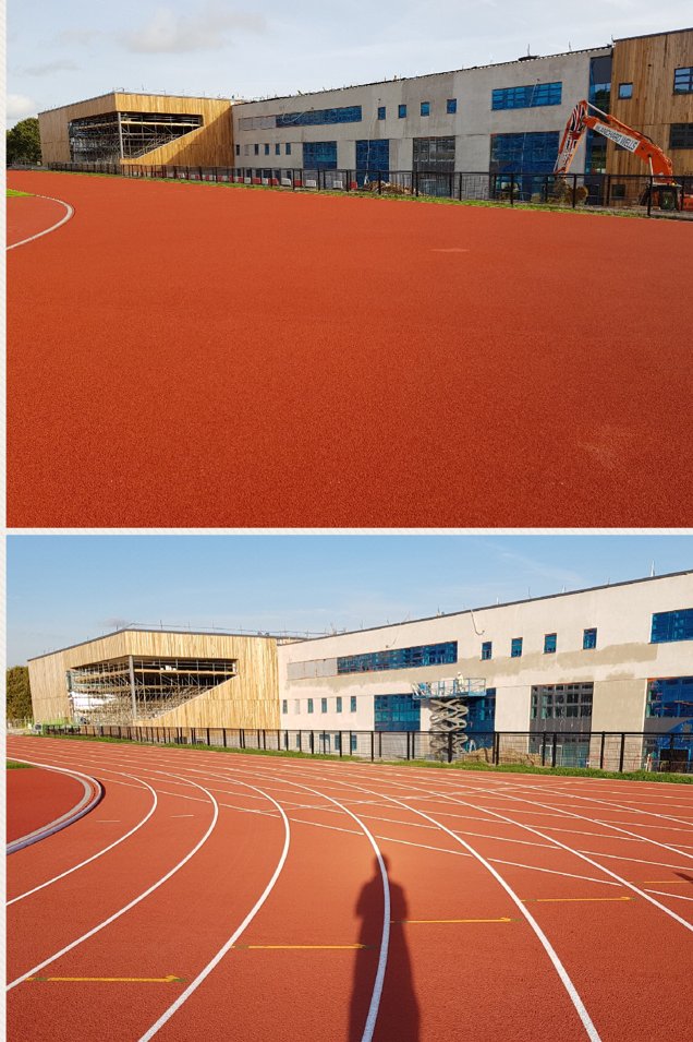 WhiteLineServ's tweet image. The before and after pictures from the new athletic track at Hoe Valley in Woking @SmithSportsCivi