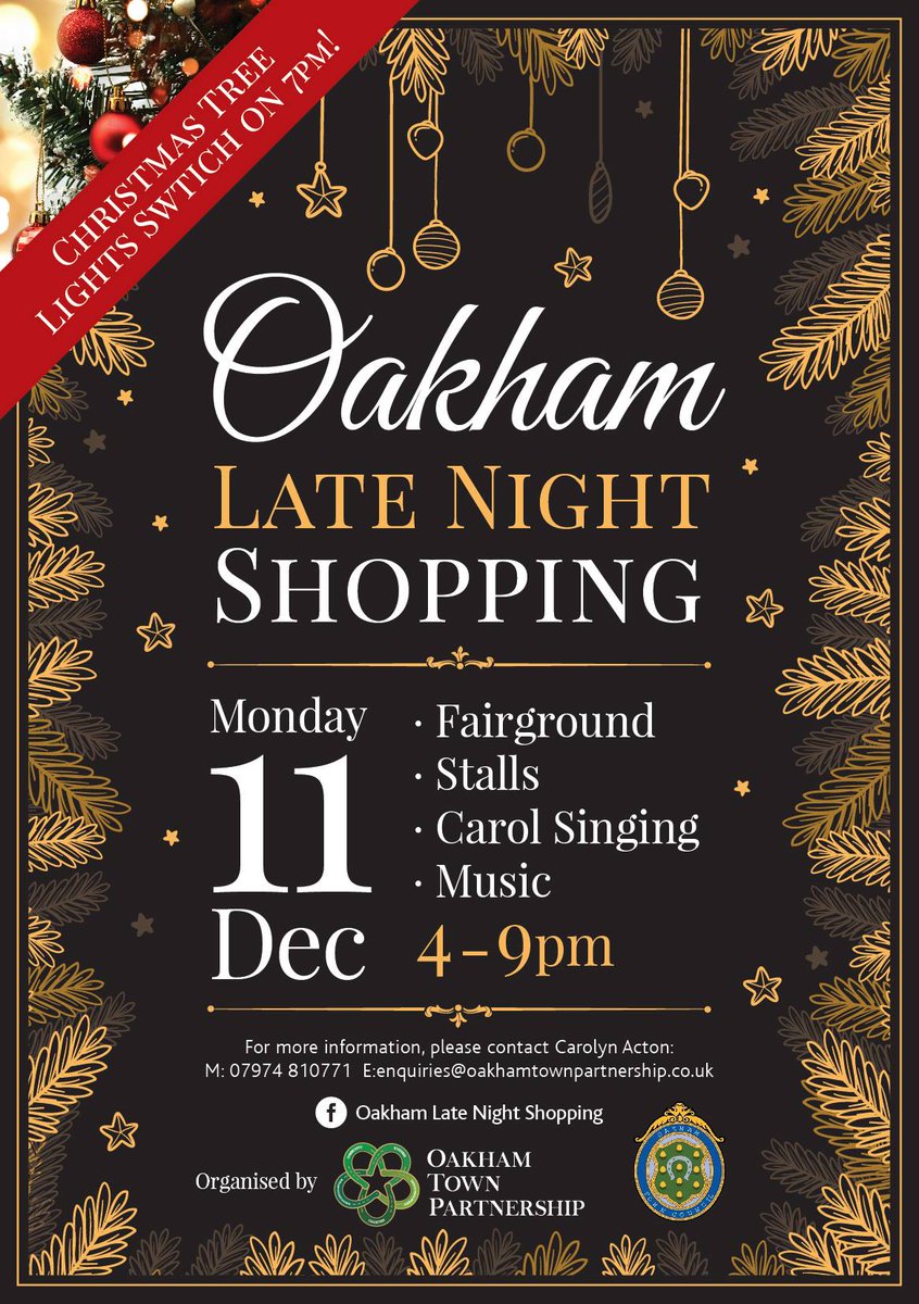 We are excited to be taking part in Oakham's late night shopping event (to coincide with the Christmas Tree Light Switch On!) on 11th December! <a href="/OakhamTownPTP/">Oakham Town PTP</a>)  ow.ly/CrEP30gChvb