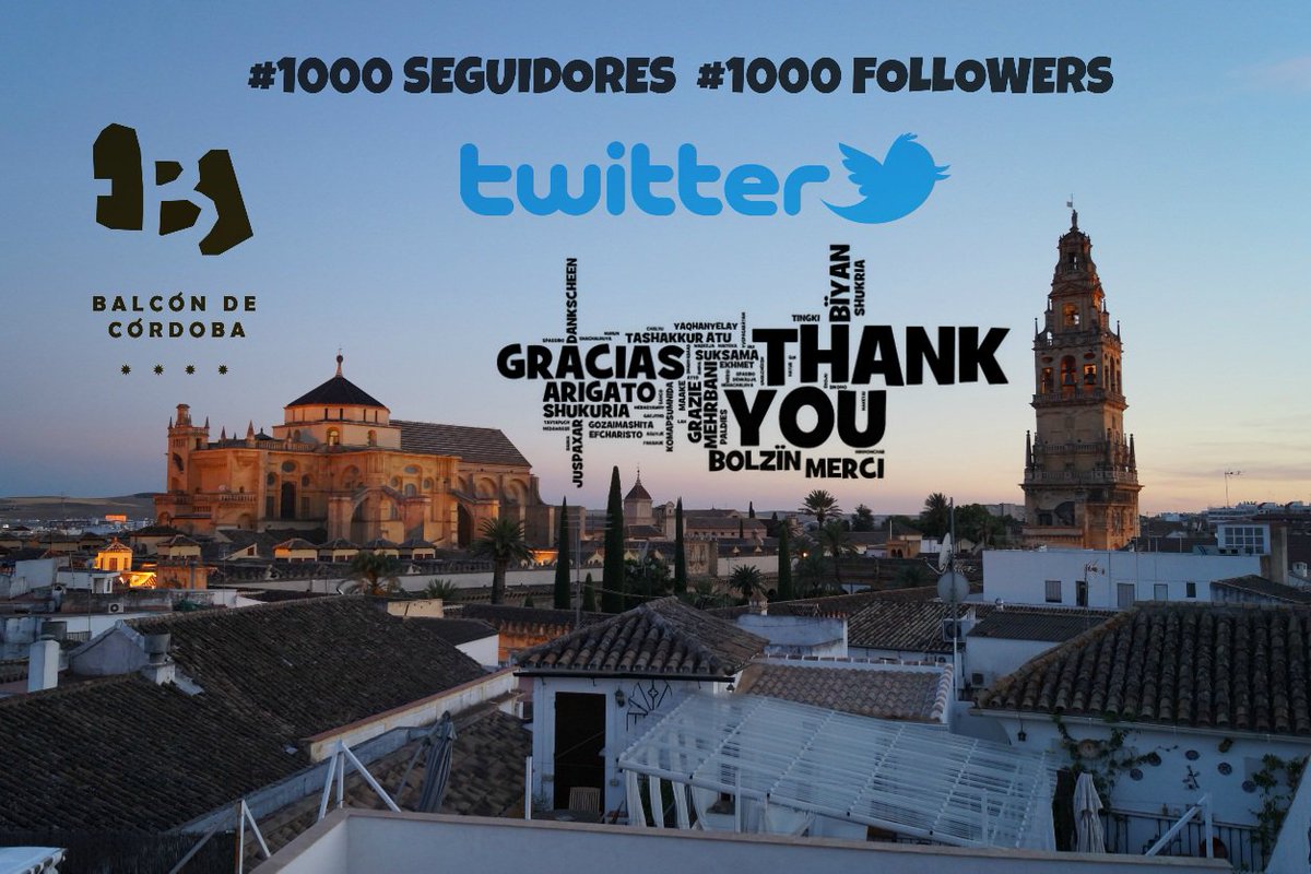 BALCONDECORDOBA's tweet photo. ¡¡Ya somos 1000 seguidores!! #1000Gracias a tod@s y cada uno de vosotros #1000seguidores #GranGracias We´ve reached 1000 followers! #ThousandThanks to each and everyone of you #1000Followers #ThousandFans #HugeThanks https://t.co/F3Hr6NOFmZ