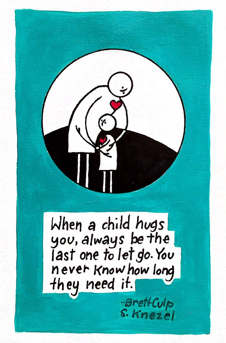 sherrillknezel's tweet photo. When a child hugs you, always be the last one to let go. #dailydrawing #knezelism #BrettCulp #holdtight #weallneedit #hereforoneanother @BrettCulp https://t.co/mm1mRTR722