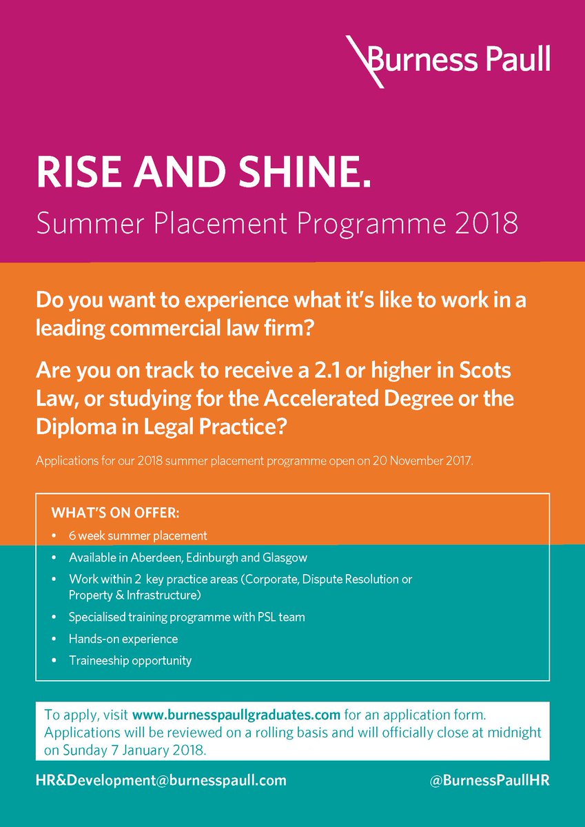 Summer placement applications open 10am MONDAY 20 November 😀 #futuretrainee #summerplacement #lawstudent