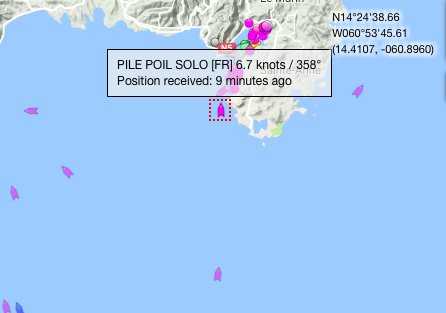 SailorsRaces's tweet photo. #MiniTransat 2e Série 902-@ClaSurLAtlantiq repéré par IAS au sud de la Martinique en approche du Marin, 15,5 nm d’avance sur 915-@Captain579 3e à 12h00 HF. https://t.co/8WrUcnbK1c