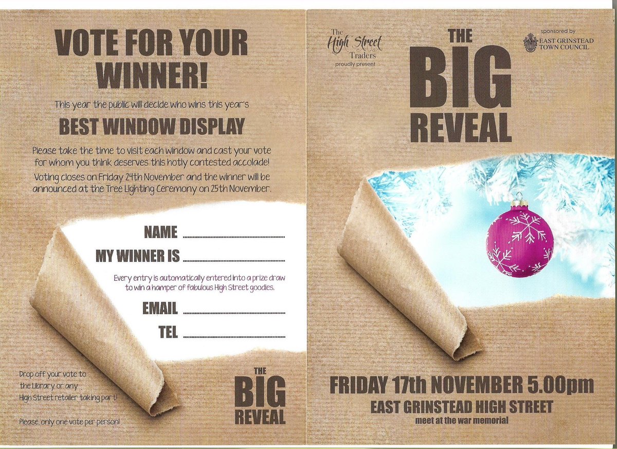 egcouncil's tweet photo. Voting slips and 'Reveal' maps will be available from @egcouncil gazeebo tomorrow in East Grinstead High St. 5pm to 8pm #pleasedtosupport #Shoplocal https://t.co/5o6ezxOj9Z