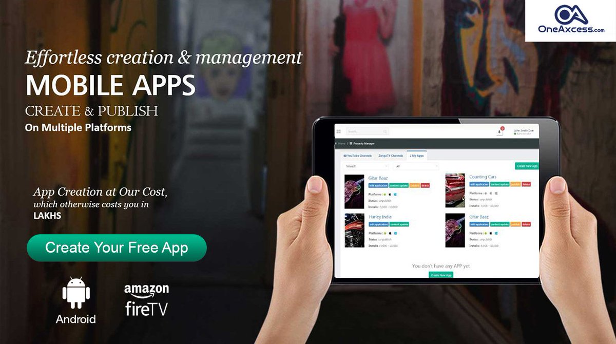 OneAxcess's tweet photo. Want to create your own app but don't know where to start? Just Sign Up https://t.co/Acm23Gj3n9 
#CreateYourAPP #Oneaxcess #android #appdevelopment #AmazonFireTV  #build #app #mobileapps #appcreation #freeofcost https://t.co/rHJnpQkAym