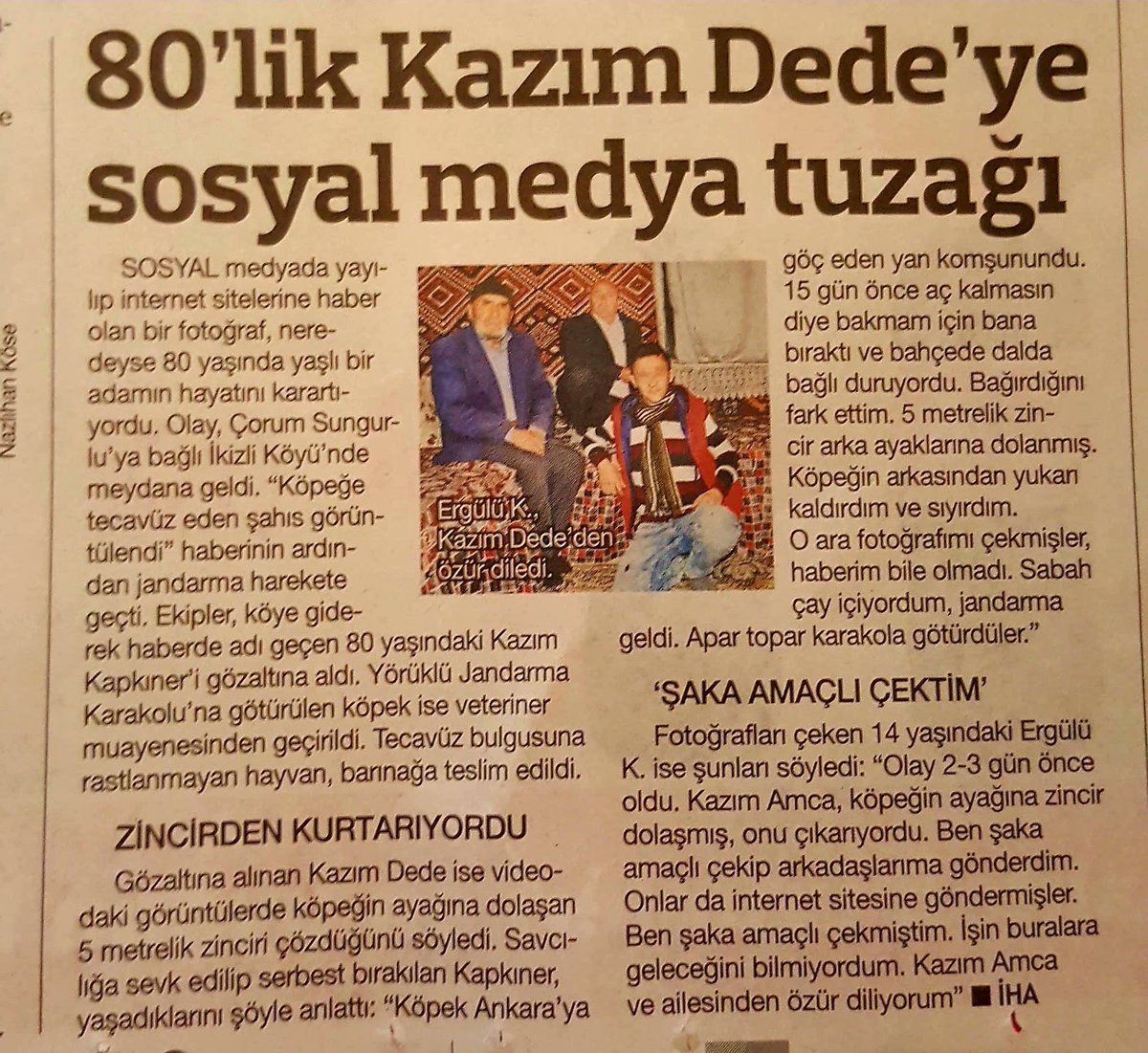 ozgurcetin's tweet photo. Sosyal medyada gördüğünüz her şeye inanmayın derken bunu kast ediyorum. Adamı hayvan tecavüzcüsü ilan etmişlerdi. https://t.co/O53HymkT15