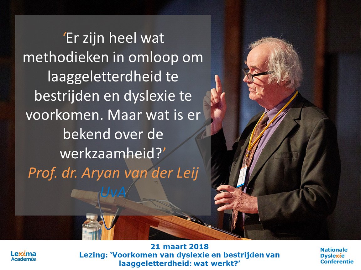 Op wo 21 maart is Prof. dr. Aryan van der Leij spreker op de Nationale Dyslexie Conferentie. Lezing: 'Voorkomen van dyslexie en bestrijden van laaggeletterdheid: wat werkt?' Meld je ook aan (met vroegboekkorting): nationaledyslexieconferentie.nl