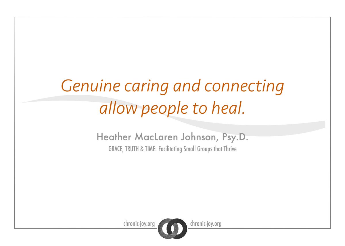 RedPiqu's tweet photo. #Chronicillness can cause a devastating sense of #loneliness and #isolation. In her new #smallgroup #leaderguide, Grace, Truth & Time, Dr. Heather MacLaren Johnson (@truelifewithgod) writes, "Genuine caring and connecting allow people to #heal." #ChronicJoy #lead #grow #thrive https://t.co/429POZfwAs