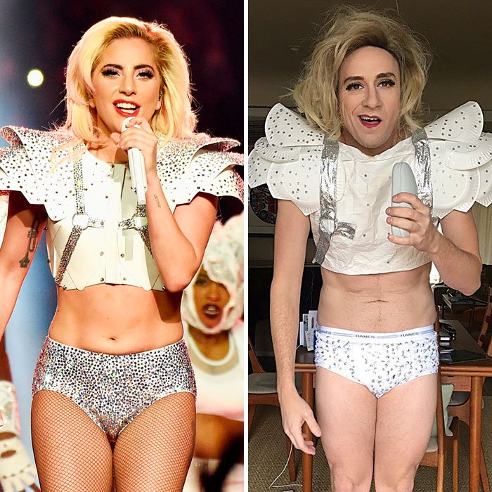 Ünlülerin kıyafetlerini sadece evdeki eşyalarla taklit eden Tom Lenk ve harika pozları fayndd.com/eglence/unlule…