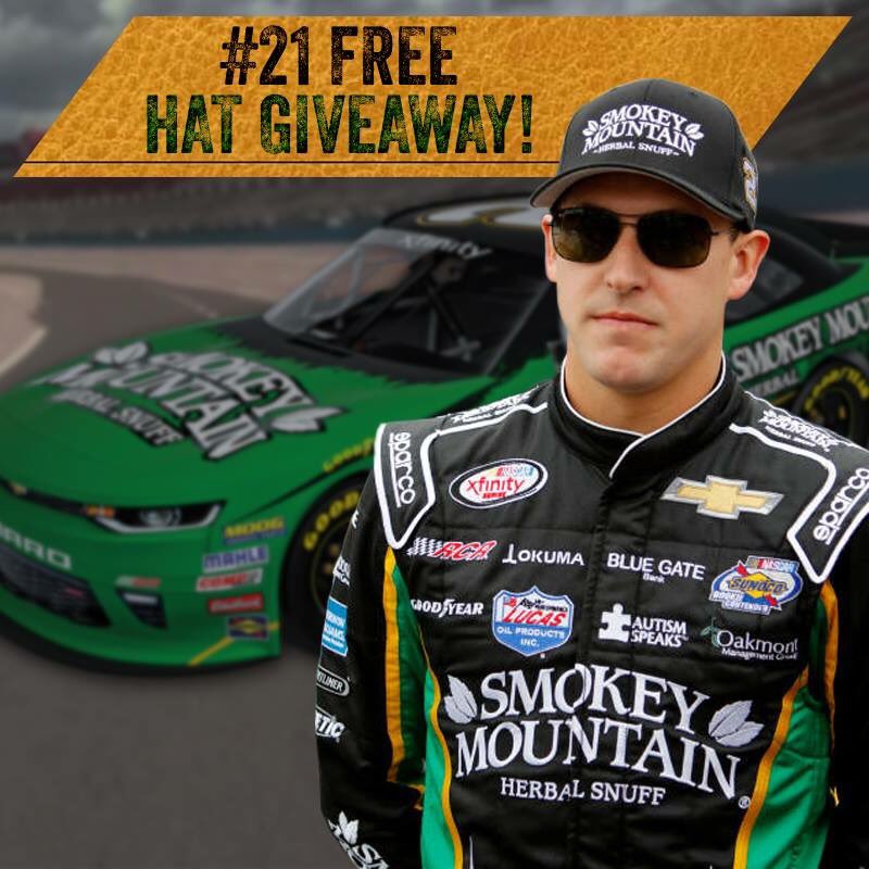 In honor of @DanielHemric making it into the #Championship4 @HomesteadMiami Saturday, we’re giving away these hats on our Facebook Page - @SmokeyMountainSnuff. Head over to find out how to get yours!