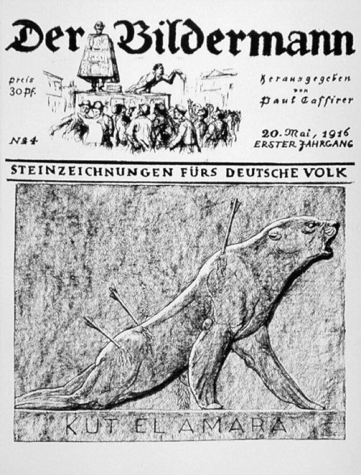 Osmanlı'nın son zaferi; Kutü’l-Amare. 
1916'da bir Alman dergisinde resmedilen "yaralı aslan". (İngiltere)