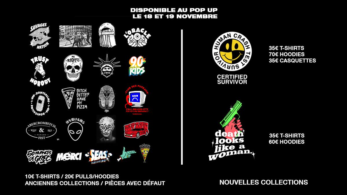 Seasonsart's tweet photo. VOICI CE QUI SERA DISPONIBLE EN "SEAS" AU POP UP DU TROISIÈME ŒIL LE 18 ET 19 NOVEMBRE.

ANCIENNES COLLECTIONS+
PIÈCES AVEC DÉFAUT (tâche encre ou autre) + NOUVELLES COLLECTIONS.

infos sur le pop up :
https://t.co/ivv1egr60w https://t.co/V5PJVjyXYv