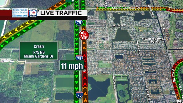 Crash on I-75 NB at Miami Gardens Dr #traffic https://t.co/hO4UtF35Gy