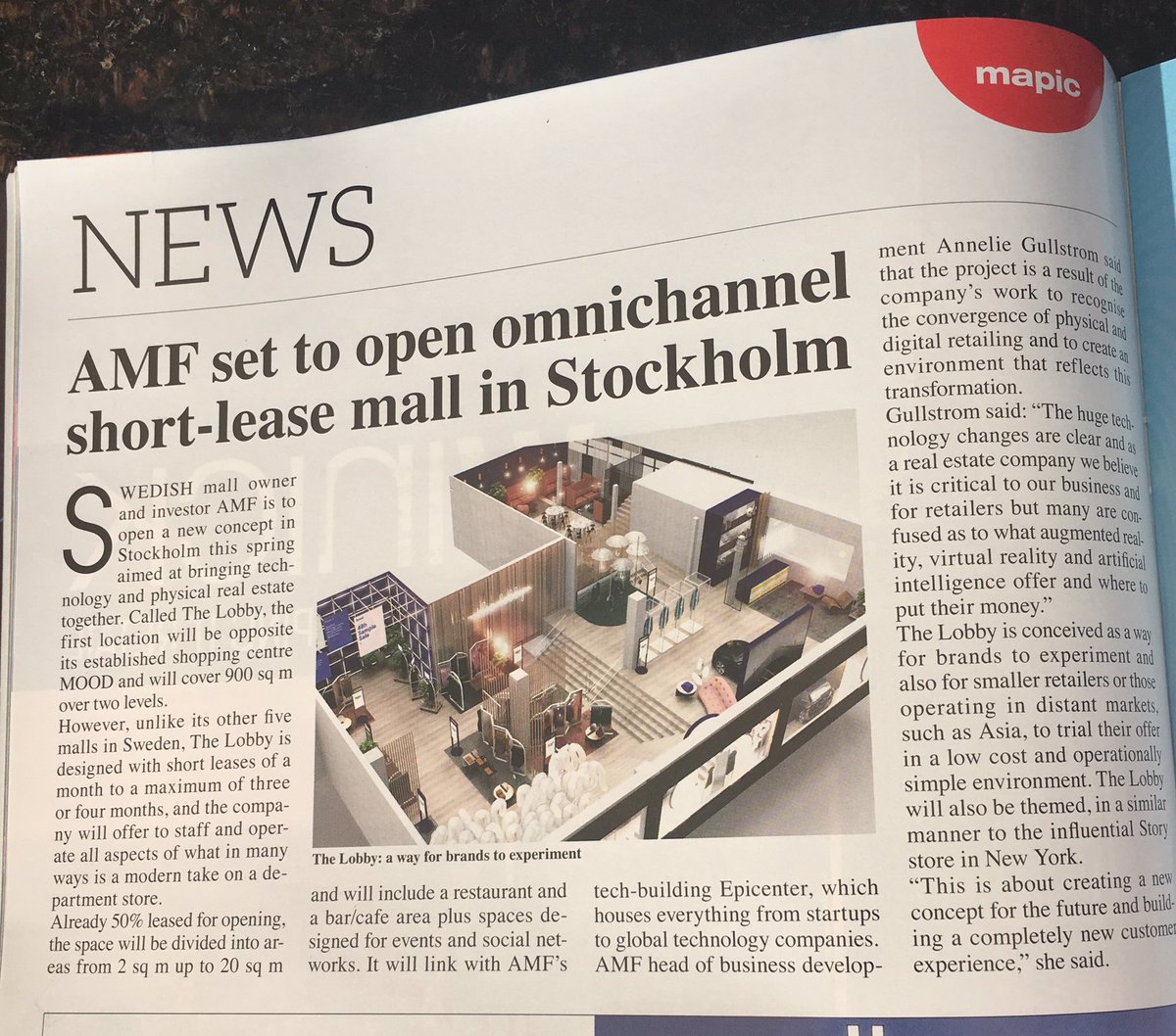 An article about our new retail project in the latest issue of MAPIC news #mapic2017 <a href="/amffastigheter/">AMF Fastigheter</a> #futureretail