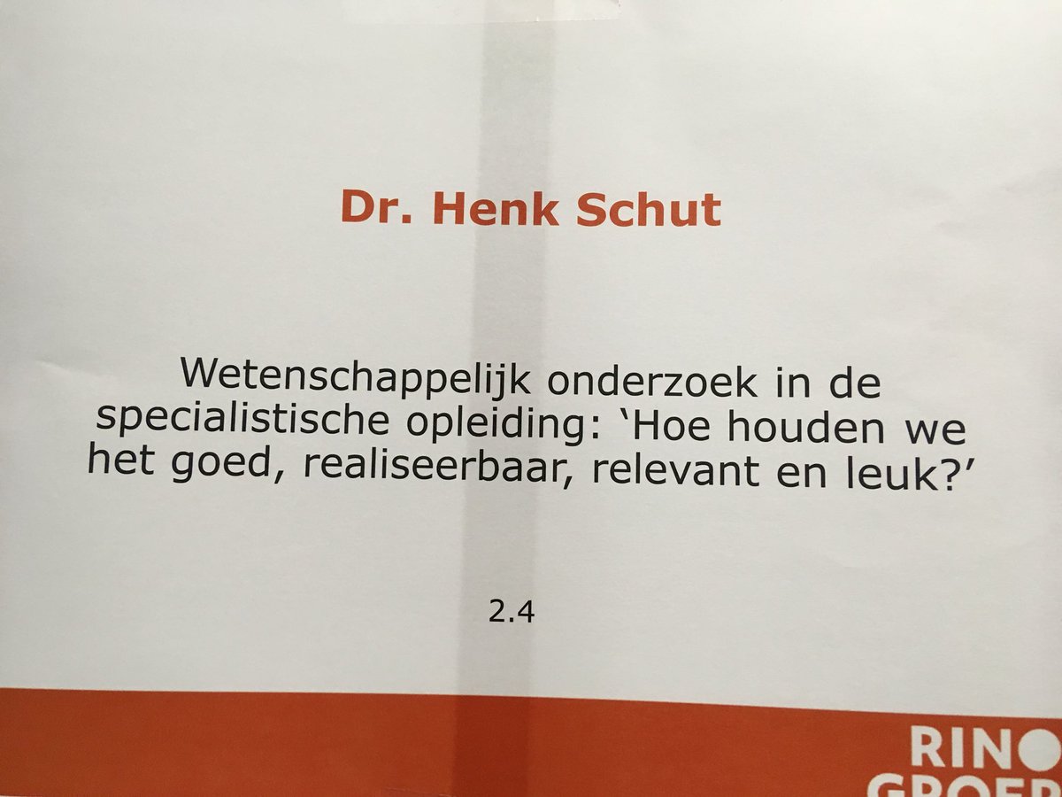 RINOgroep's tweet photo. Hoe kunnen we wetenschappelijk onderzoek stimuleren? ‘Je kunt samenwerken binnen je individuele opleidingstraject’, Henk Schut #POM17 https://t.co/IFPG657gan