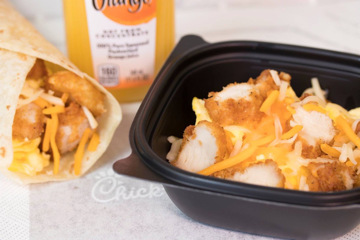 cfahullstreet's tweet photo. Good mornings now come in a Burrito  or Bowl! Start your day off with our New Hash Brown Scramble! #cfa #breakfast #hashbrownscramble https://t.co/y1829sYgW5