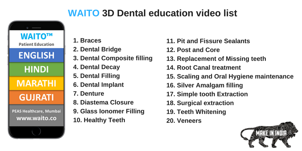 WaitoBeacon's tweet photo. #Dentistry 20 HD quality 3D videos in 4 languages (English, Hindi, Marathi, Gujrati) on your patient's phone without need of internet or any set up #MakeInIndia #PatientEngagement #zerobuffering https://t.co/w5KTnzACrX