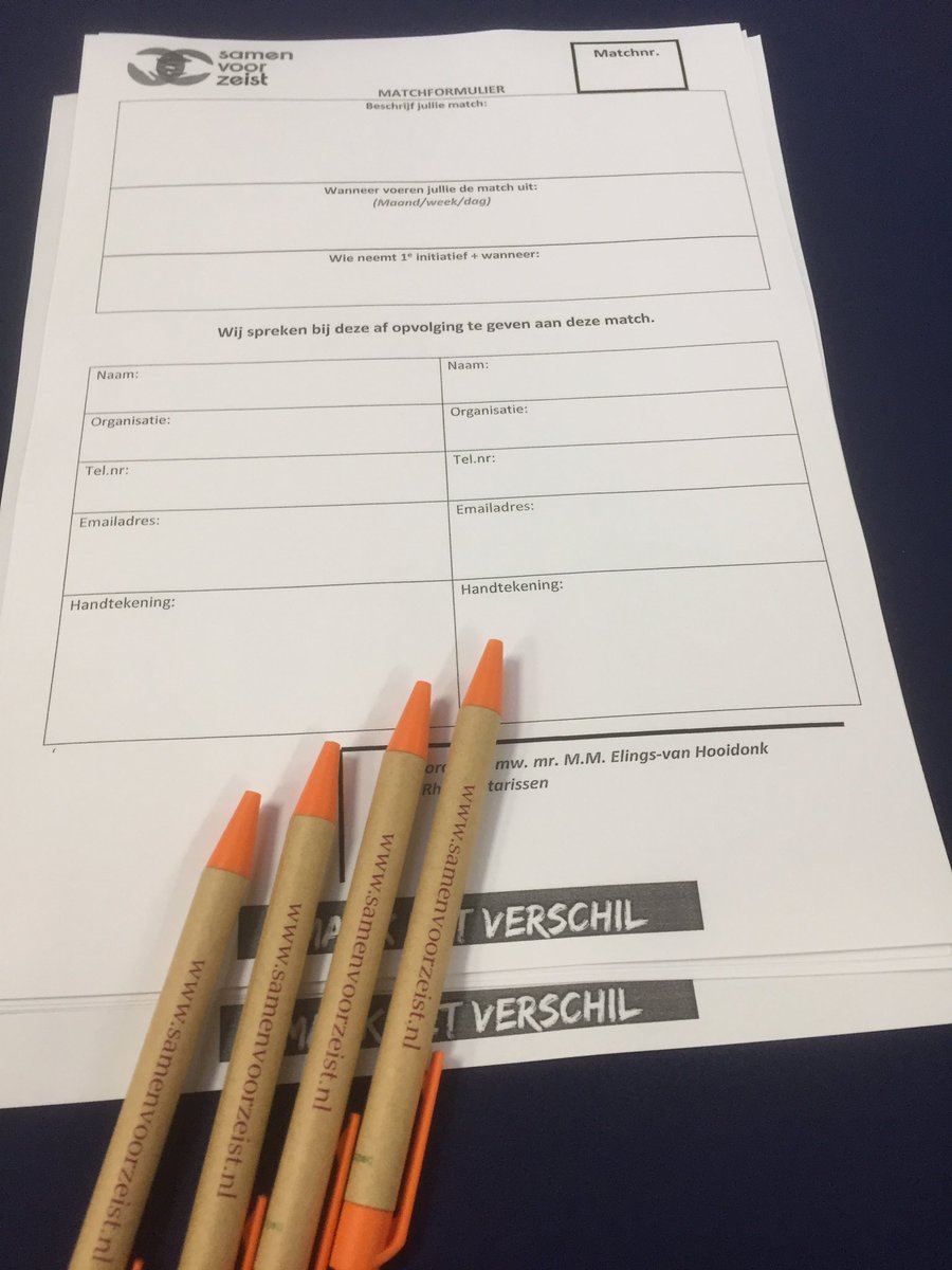 Wij zijn er klaar voor de formulieren voor de#meet&amp;match van <a href="/Samen/">samen</a> voor Zeist liggen gereed