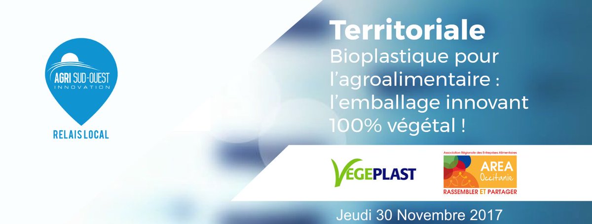 [ LES TERRITORIALES ] le 30 nov. Événement #gratuit et ouvert à tous ! #Bioplastique pour l’#agroalimentaire : l’emballage #innovant 100% végétal ! Inscriptions et progamme en ligne bit.ly/2hziDtH