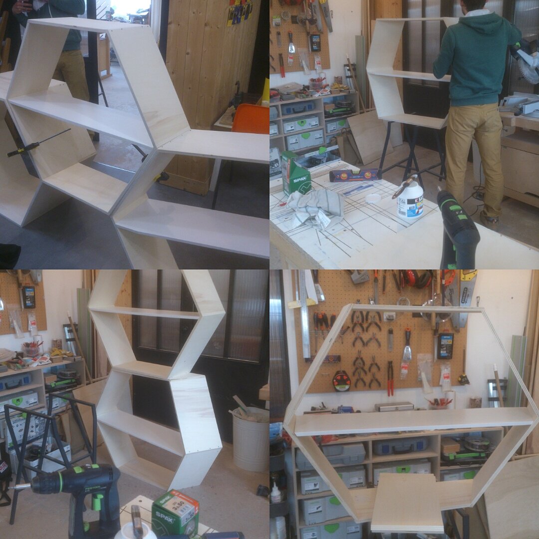 C'est beau ! la collaboration #bibliothèque + #fablab Le projet de meuble expo atelier autour de l' #impression3d prend forme ce matin <a href="/draftateliers/">DRAFT Ateliers</a> avec le Fablab <a href="/wheel_do/">wheeldo</a> #bib2paris cc @bibliocite <a href="/DurasBib/">Durasbib</a> <a href="/CyrZbib/">CyrzBib</a> @labenbib #labenbib #3dprinting #DIY #DIWO #bibliofab