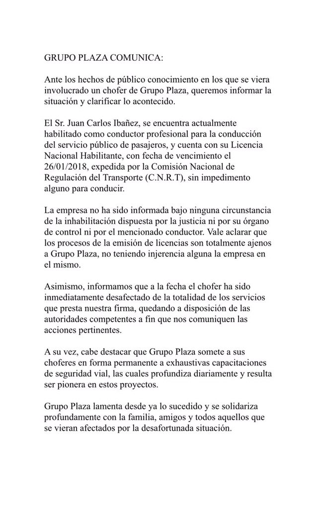 Comunicado Grupo Plaza.
