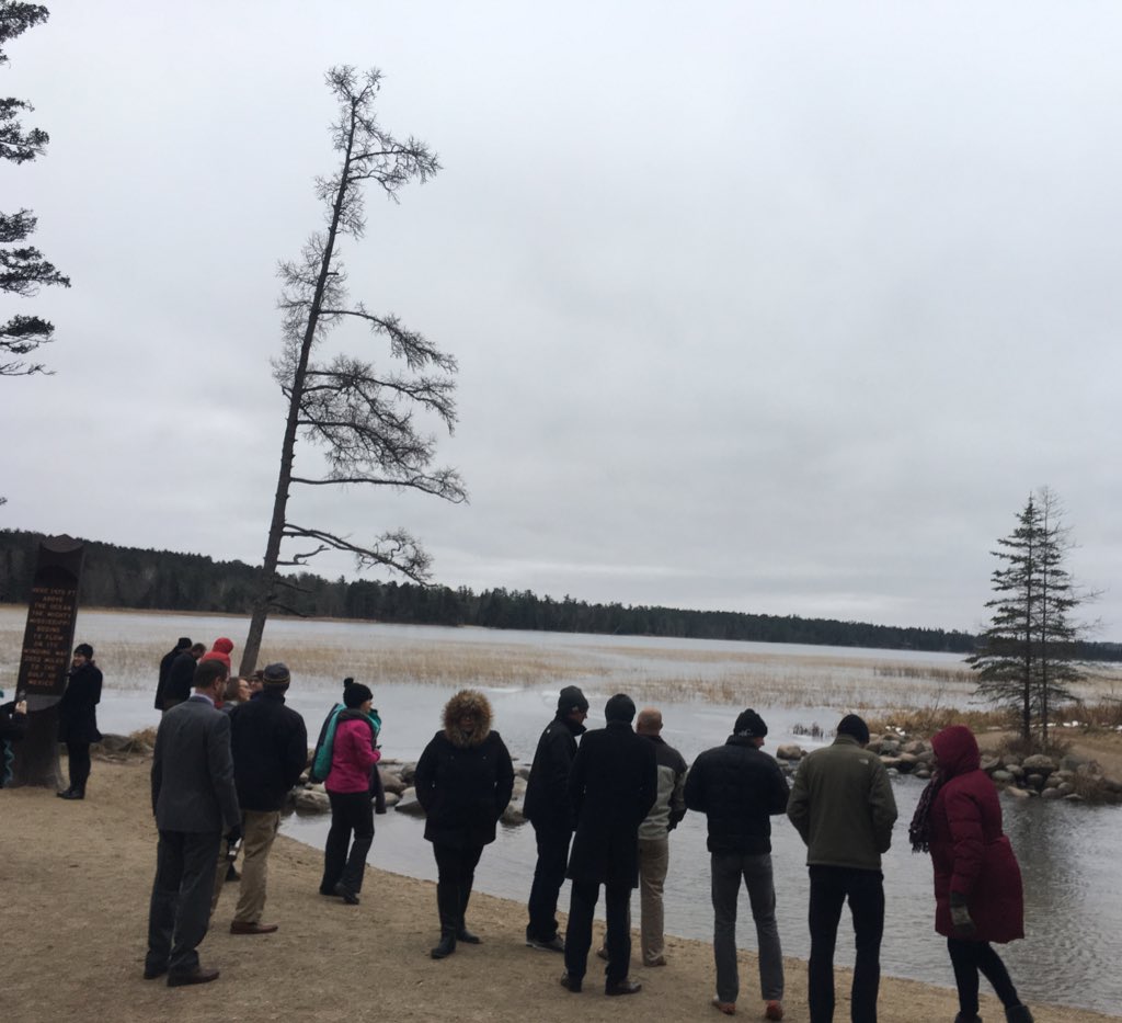 MARLprogram's tweet photo. It's a chilly MARL morning touring the Mississippi Headwaters. Thanks    to our passionate guide Connie Cox. #MARLClassIX https://t.co/XpndaMkGWN