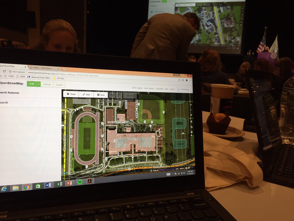 _MrsPickering_'s tweet photo. A great start to @geography2050 working in @openstreetmap to edit/add features around my own school campus! #squarethebuildings #aphg https://t.co/KyOvKkEwoi