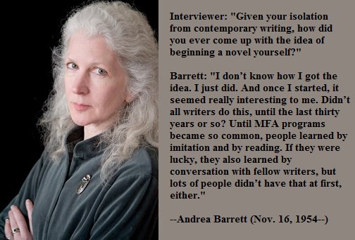 Happy birthday, Andrea Barrett! 
