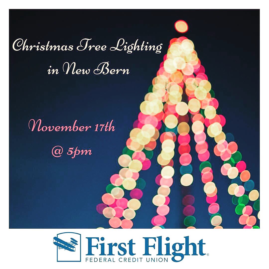Join us at our #NewBern branch tomorrow at 5pm for a Christmas Tree lighting! 🎄 There will be holiday characters, milk and cookies! Come enjoy the holiday cheer!  #Christmas #FirstFlight