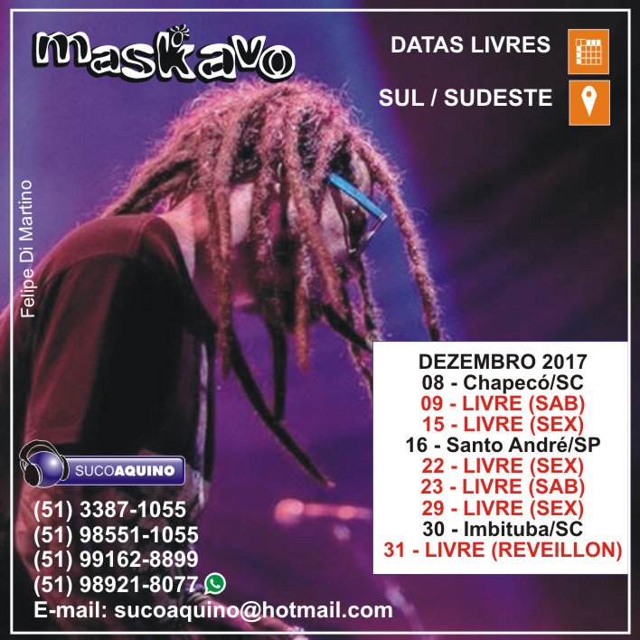SucoAquino's tweet photo. #Maskavo
(Felipe Di Martino)
#Sul
#Sudeste
#Show
#SucoAquino
#DatasComigo https://t.co/pTnXpwHaVI