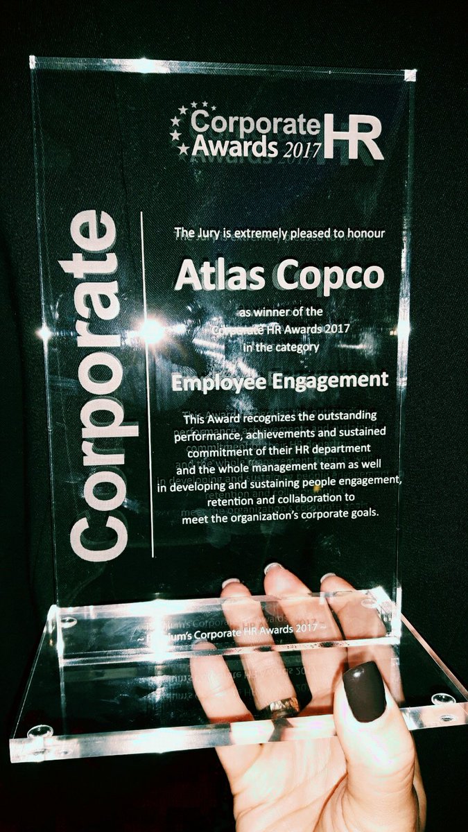 MeetAtlasCopco's tweet photo. We just won this Employee Engagement Award! #corporatehraward #atlascopco https://t.co/Ip2tDAOn1S