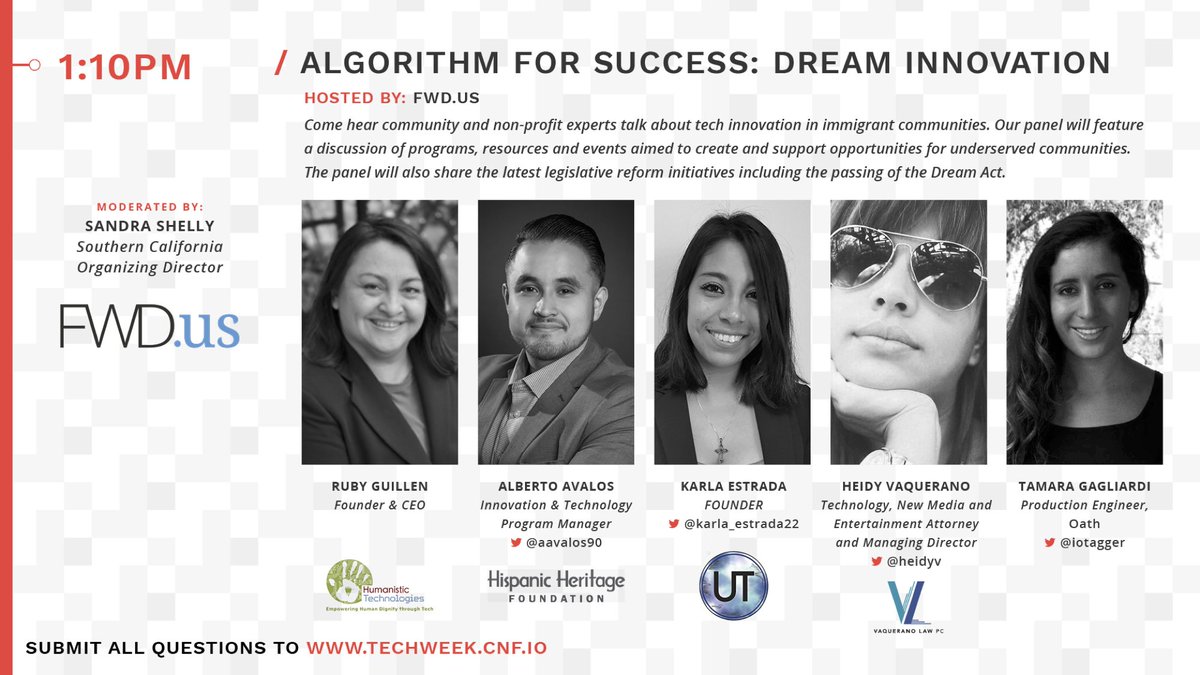 TechweekInc's tweet image. Come hear experts talk about #tech innovation in immigrant communities. The panel will feature a discussion of programs, resources &amp;amp; events aimed to create &amp;amp; support opportunities for underserved communities. Legislation including The DREAM Act will also be discussed. #TechweekLA