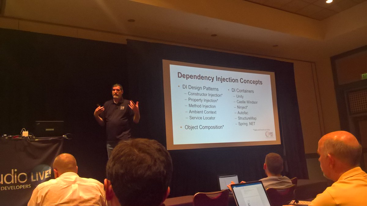 garaydev's tweet photo. #Live360 Orlando Dependency Injection and why getting a grip on DI is important by @jeremybytes . Great overview of DI benefits, etc. https://t.co/sQI9IrKFFy