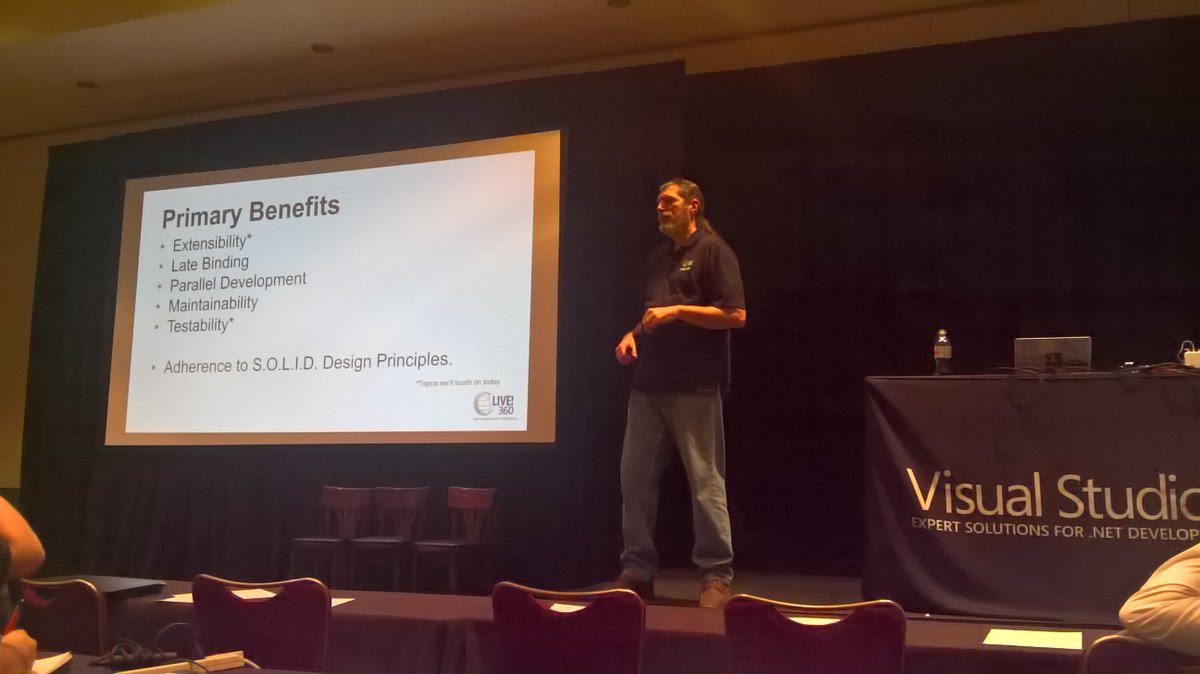 garaydev's tweet photo. #Live360 Orlando Dependency Injection and why getting a grip on DI is important by @jeremybytes . Great overview of DI benefits, etc. https://t.co/sQI9IrKFFy