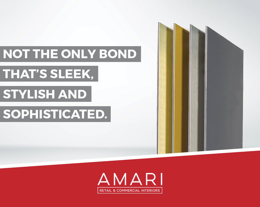Amari_Plastics's tweet photo. Not the only Bond that's sleek, stylish &amp; sophisticated.
Click the link to read about our premium product DIBOND https://t.co/EtQ1zp9o09

#amari #plastics #3AComposites #DIBOND #project #application #sheetplastic #aluminium #composite #worldwide #retail #quality #productspotlight https://t.co/zqQBTZEe1E
