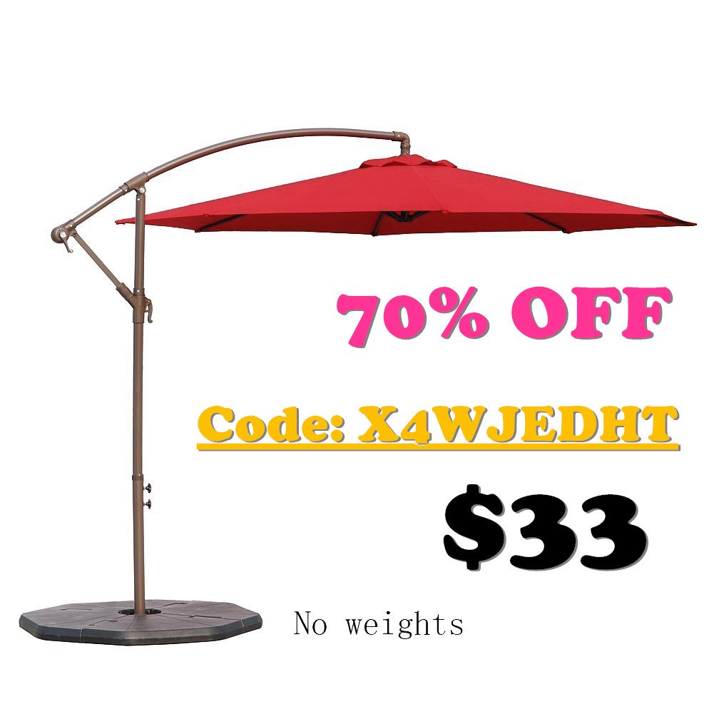 70% OFF! Best deal ever for red 10ft cantilever umbrella now. 
Code X4WJEDHT
ONLY $33
Regular price $110.  
Limited in supply. Hurry up! amzn.to/2hw2DbW  
#AmazonDeals #BlackFriday2017 #CyberMonday #bestdeals #Coupons