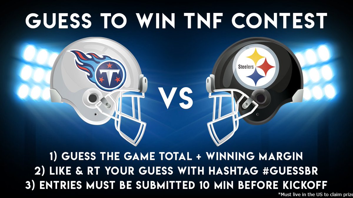 SBRReview's tweet photo. Submit your entry for our #TNF contest & win some SBR gear!
#TENvsPIT #GuesSBR
https://t.co/wuBp5DXHxl https://t.co/fgqBXuPbbn