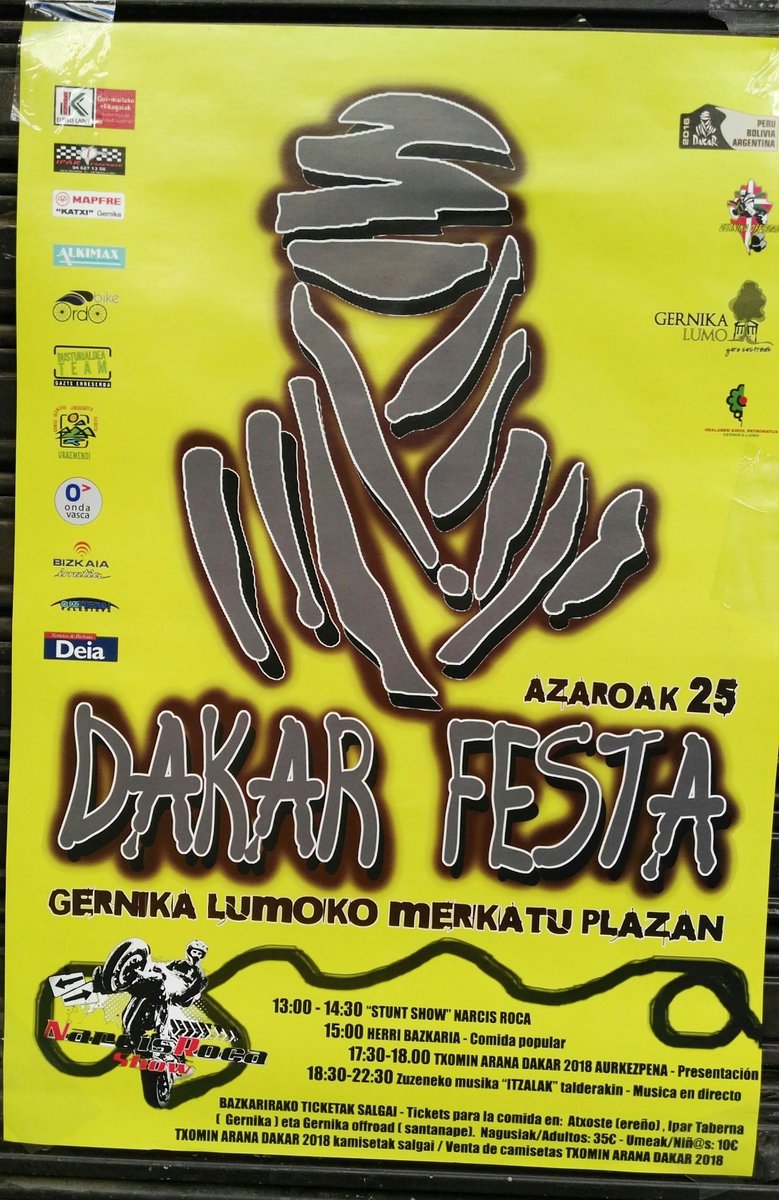 Euskal Souvenirs (@euskalsouvenirs) on Twitter photo <a href="/dakar/">DAKAR RALLY</a> <a href="/TimCoronel/">Tim Coronel</a> <a href="/FIFAWorldCup/">FIFA World Cup</a> Azaroak 25 Noviembre, Gernika-Lumo #DakarFesta #Dakar2018 <a href="/TxominArana/">Txomin Arana</a> <a href="/dakar/">DAKAR RALLY</a> <a href="/TimCoronel/">Tim Coronel</a> <a href="/FIFAWorldCup/">FIFA World Cup</a> Azaroak 25 Noviembre, Gernika-Lumo #DakarFesta #Dakar2018 <a href="/TxominArana/">Txomin Arana</a>