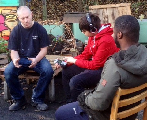 Our 16-25 students conducting interviews with some members of the community during their film-making classes. They have go on to produce their very own film which was screened at the <a href="/Barbican/">عبدالله الروضان</a> after being selected for an international award.
