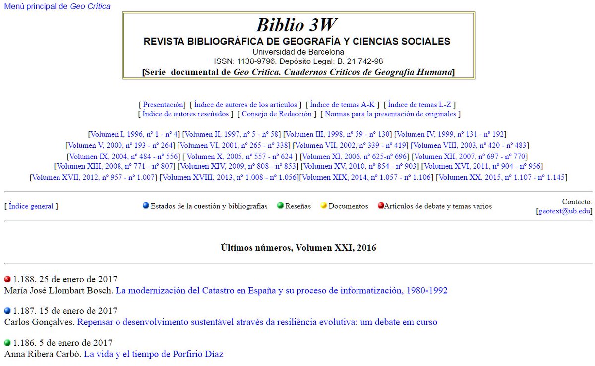 craifgh's tweet image. Ja podeu consultar els últims articles de la revista &quot;Biblio 3w: revista bibliográfica de geografía y ciencias sociales&quot; a RACO (@geocriticando)
raco.cat/index.php/Bibl…