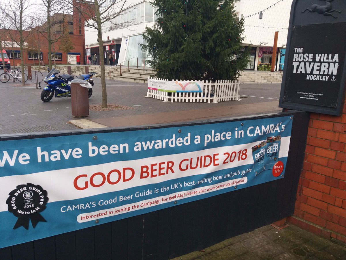 RoseVillaTavern's tweet photo. We are so proud to be in @CAMRA_Official 2018 #goodbeerguide2018 the banner looks good! #realale #beer #beeroclock #beerography https://t.co/aW9mvy34BH