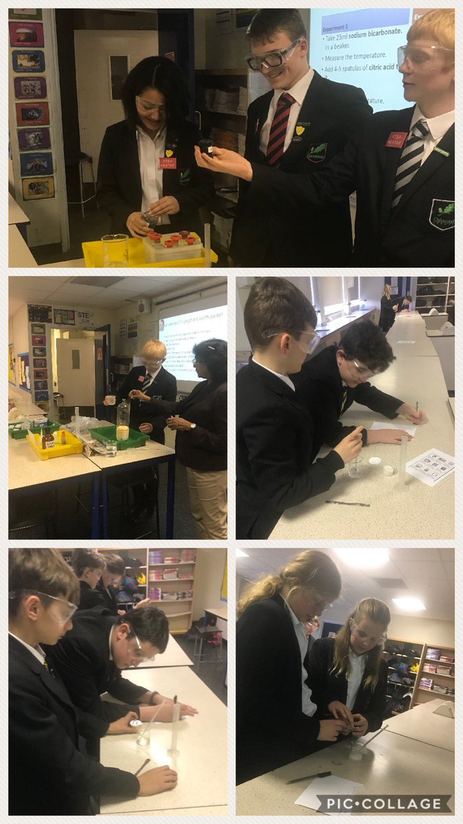 Looking at exothermic and endothermic reactions in STEM club! We even made our own hand warmers 🔥